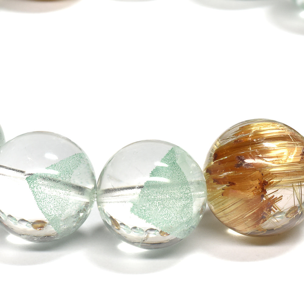【期間限定販売】グリーンダブルファントム&タイチンルチルクォーツ 12.5-13.5mm #RD521