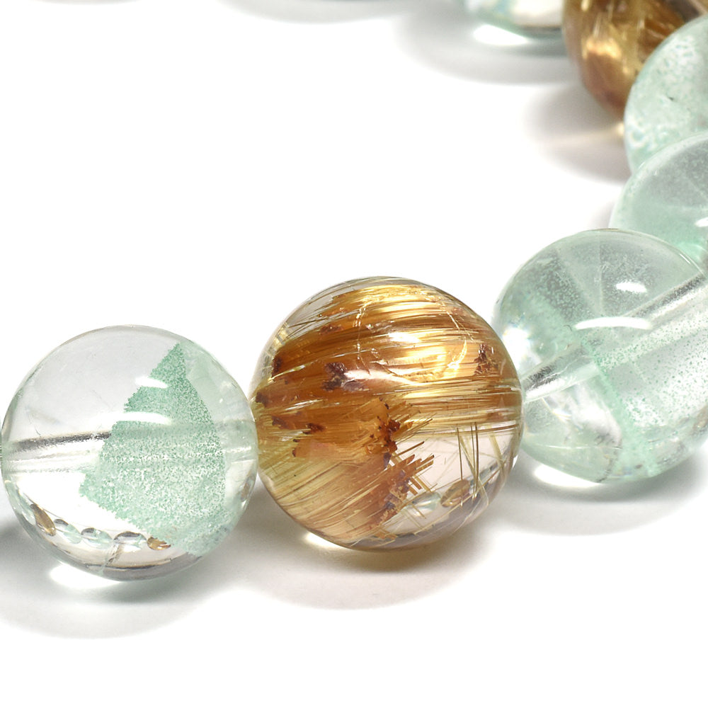 【期間限定販売】グリーンダブルファントム&タイチンルチルクォーツ 12.5-13.5mm #RD521