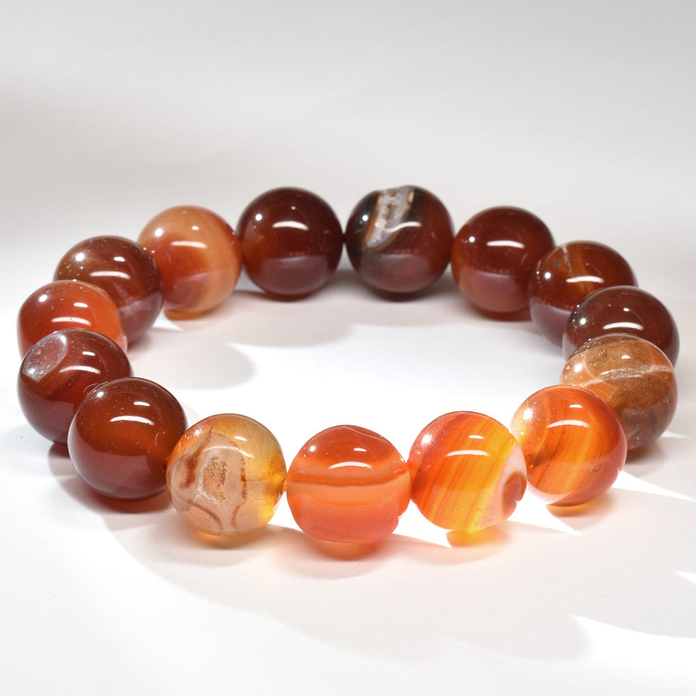 笑口アゲート(レッドアゲート)ブレスレット 13.5-14mm #RH035