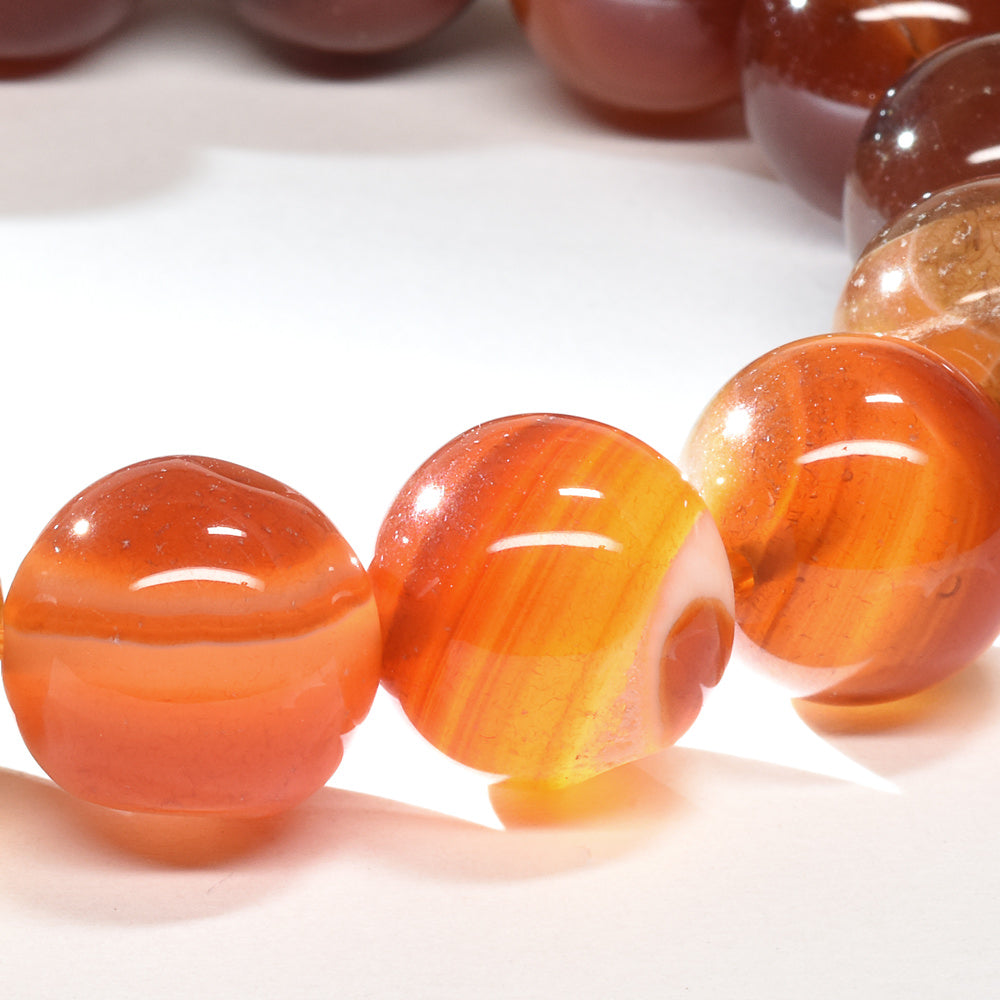 笑口アゲート(レッドアゲート)ブレスレット 13.5-14mm #RH035