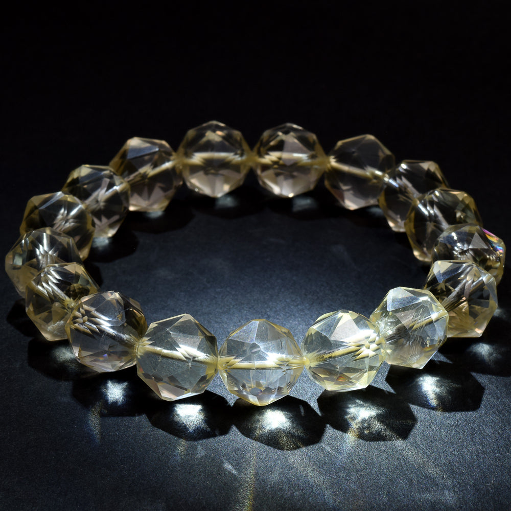 シトリン スターカットカットビーズ ブレスレット 12mm #RJ015