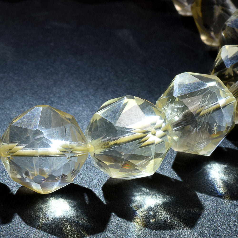 シトリン スターカットカットビーズ ブレスレット 12mm #RJ015