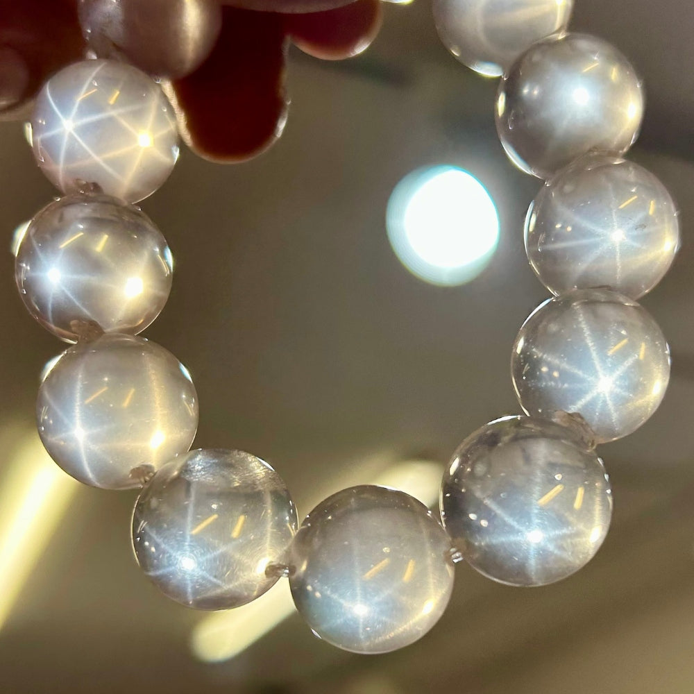 <The Floating Orbs>スターローズクォーツ ブレスレット 16.5mm #RJ019