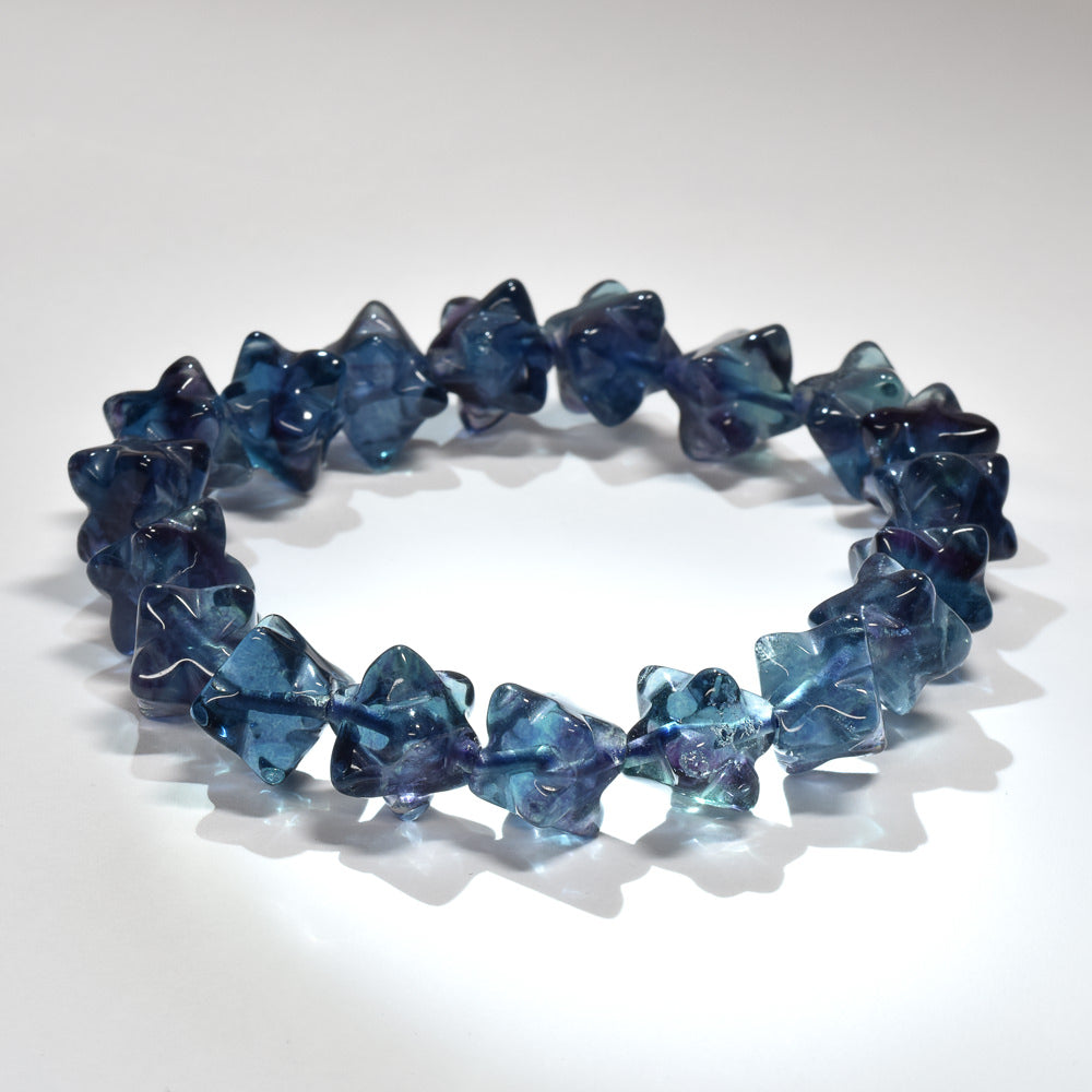 ブルーフローライト スターダイスカットビーズ ブレスレット 10.5x10.5mm #RJ049