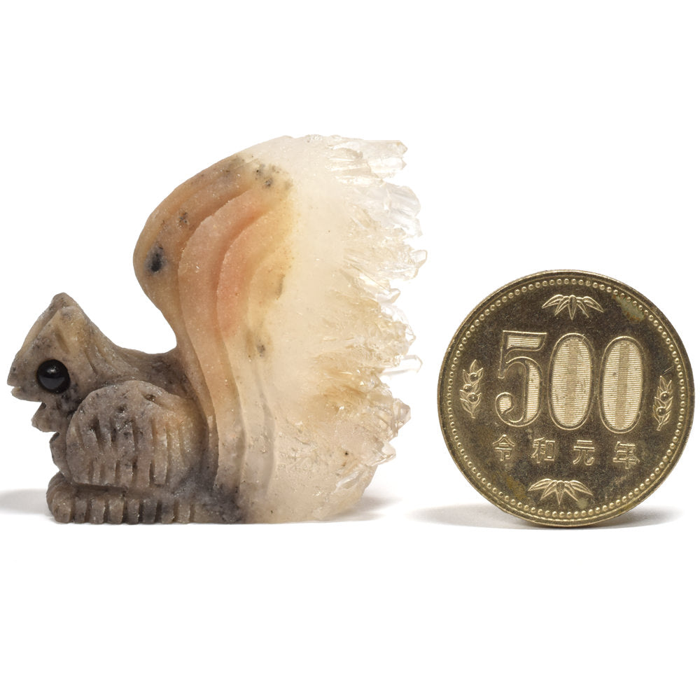 水晶クラスター リス 彫刻置物 38.7x42.8x16.3mm #RJ163