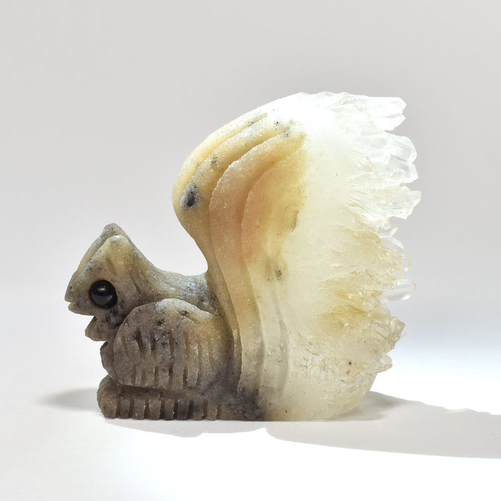 水晶クラスター リス 彫刻置物 38.7x42.8x16.3mm #RJ163