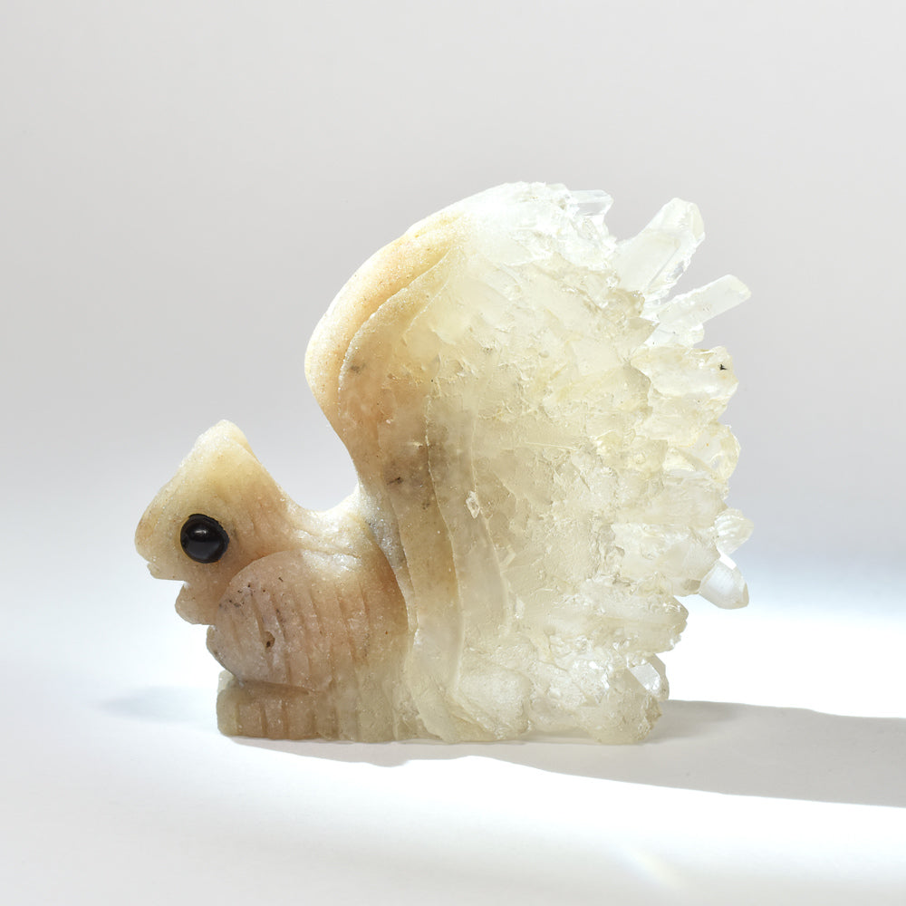 水晶クラスター リス 彫刻置物 39x44.3x15.7mm #RJ164