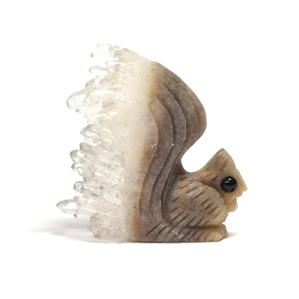 水晶クラスター リス 彫刻置物 41.3x40.6x13.1mm #RJ165