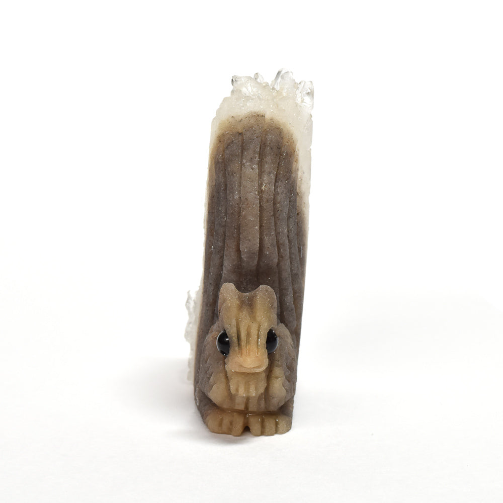 水晶クラスター リス 彫刻置物 41.3x40.6x13.1mm #RJ165