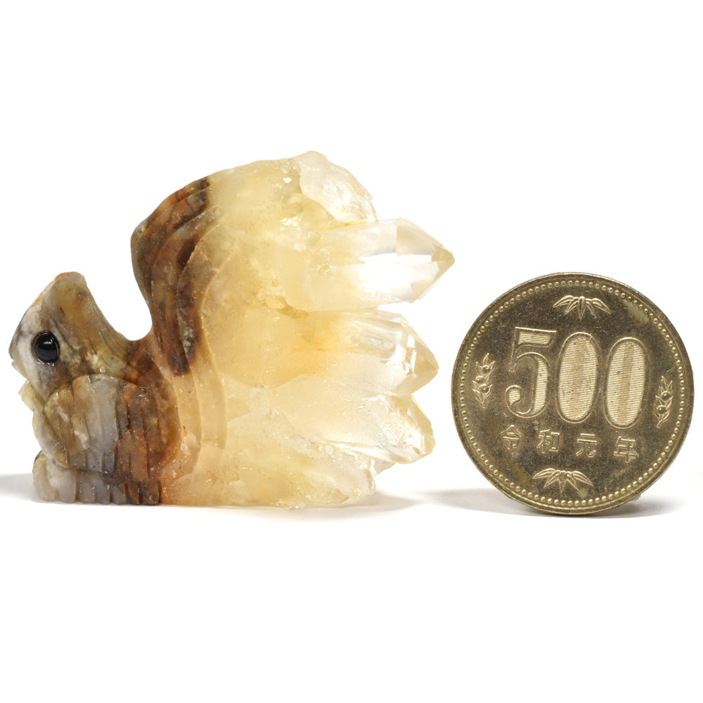 水晶クラスター リス 彫刻置物 38.8x51.2x13.8mm #RJ166
