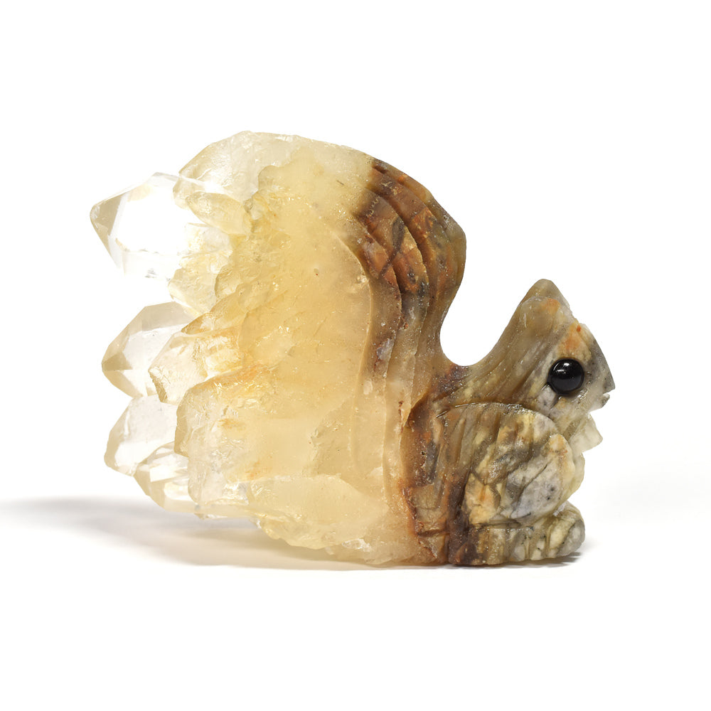 水晶クラスター リス 彫刻置物 38.8x51.2x13.8mm #RJ166