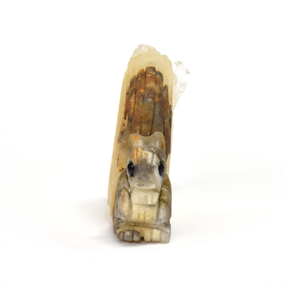 水晶クラスター リス 彫刻置物 38.8x51.2x13.8mm #RJ166