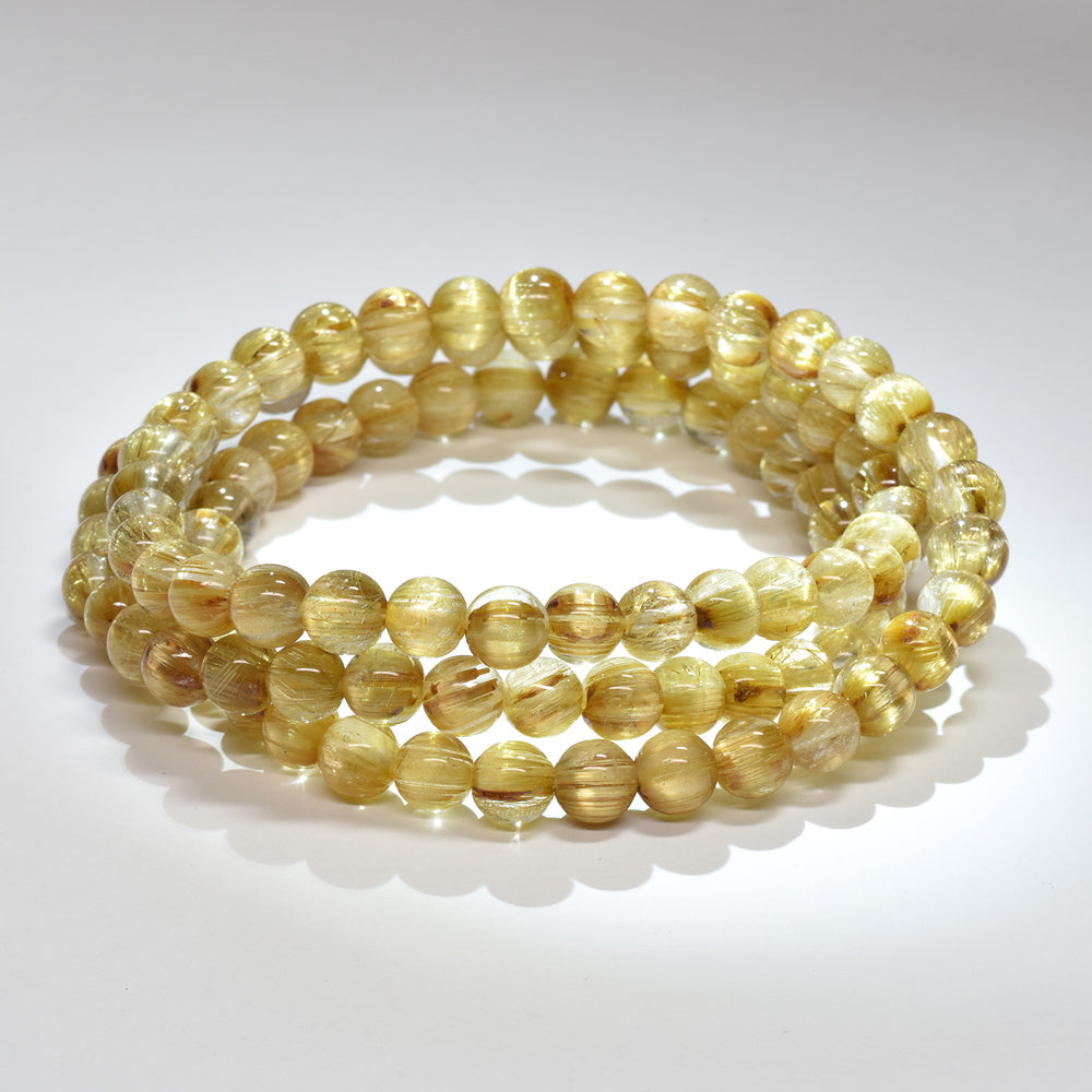 ゴールドルチルクォーツ 3連ブレスレット 5.5mm #RK143