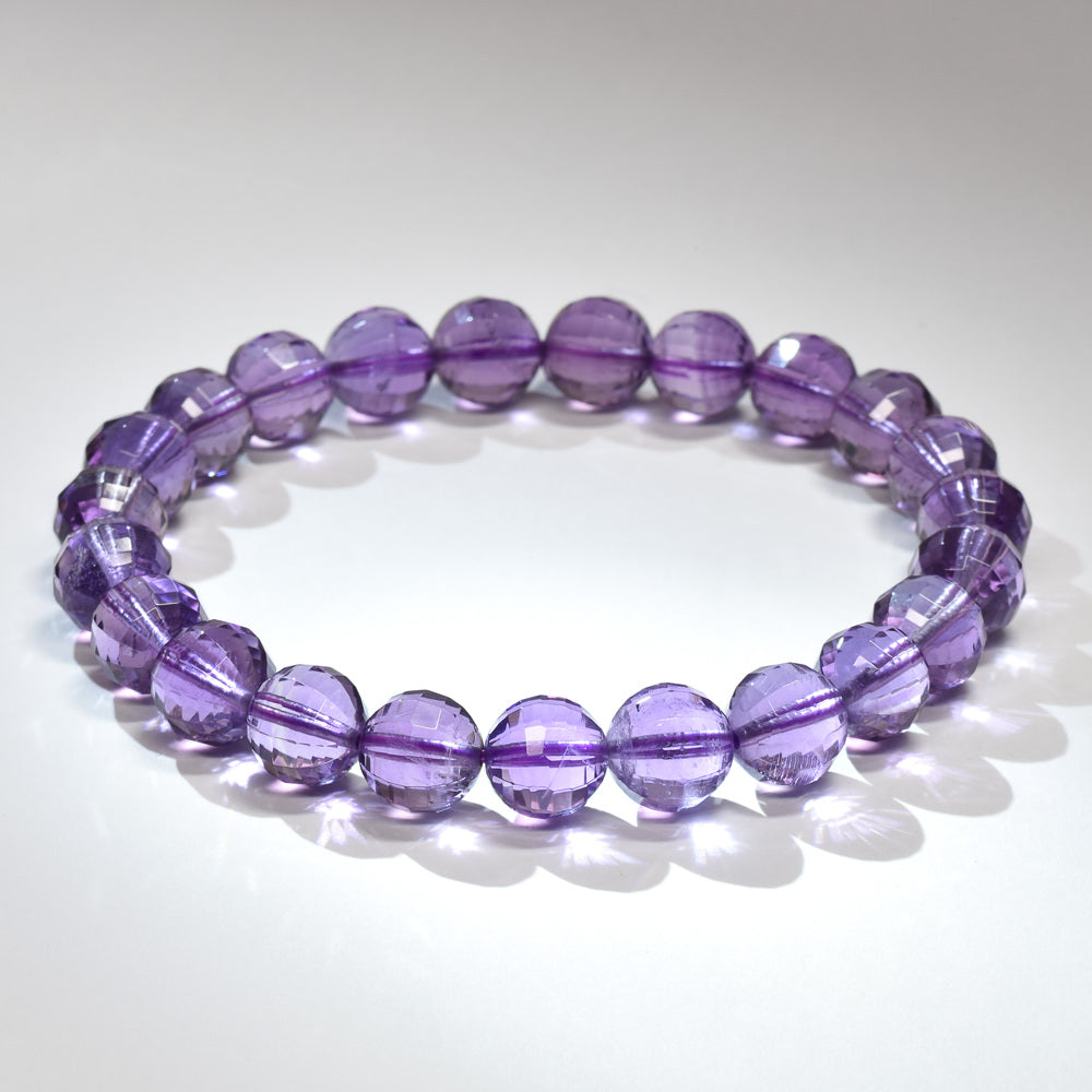 アメジスト ミラーボールカットビーズ ブレスレット 8mm #RL187