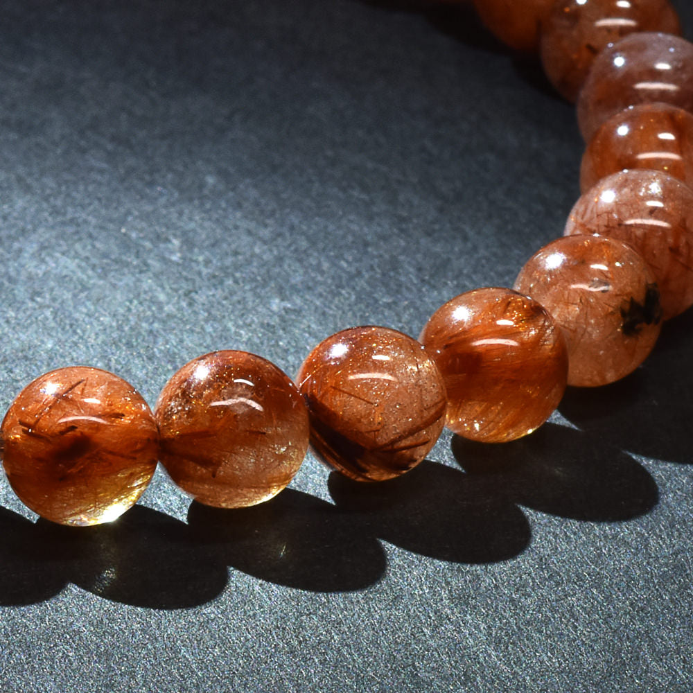 オレンジブラウンルチルクォーツ ブレスレット 7mm #RM093