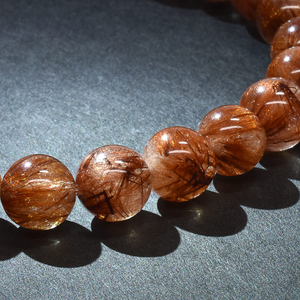 オレンジブラウンルチルクォーツ ブレスレット 7.5mm #RM094