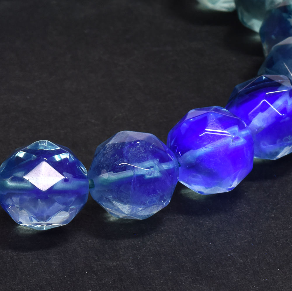 ブルーグリーンフローライト カットカットビーズ ブレスレット 9.5mm #RM116