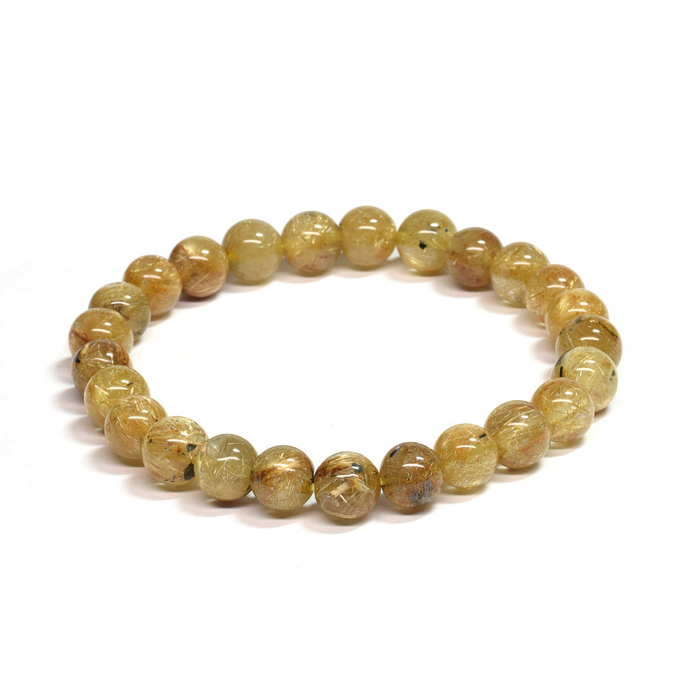 ゴールドルチルクォーツ(ヘマタイト入り） ブレスレット 7.5mm #SB070 