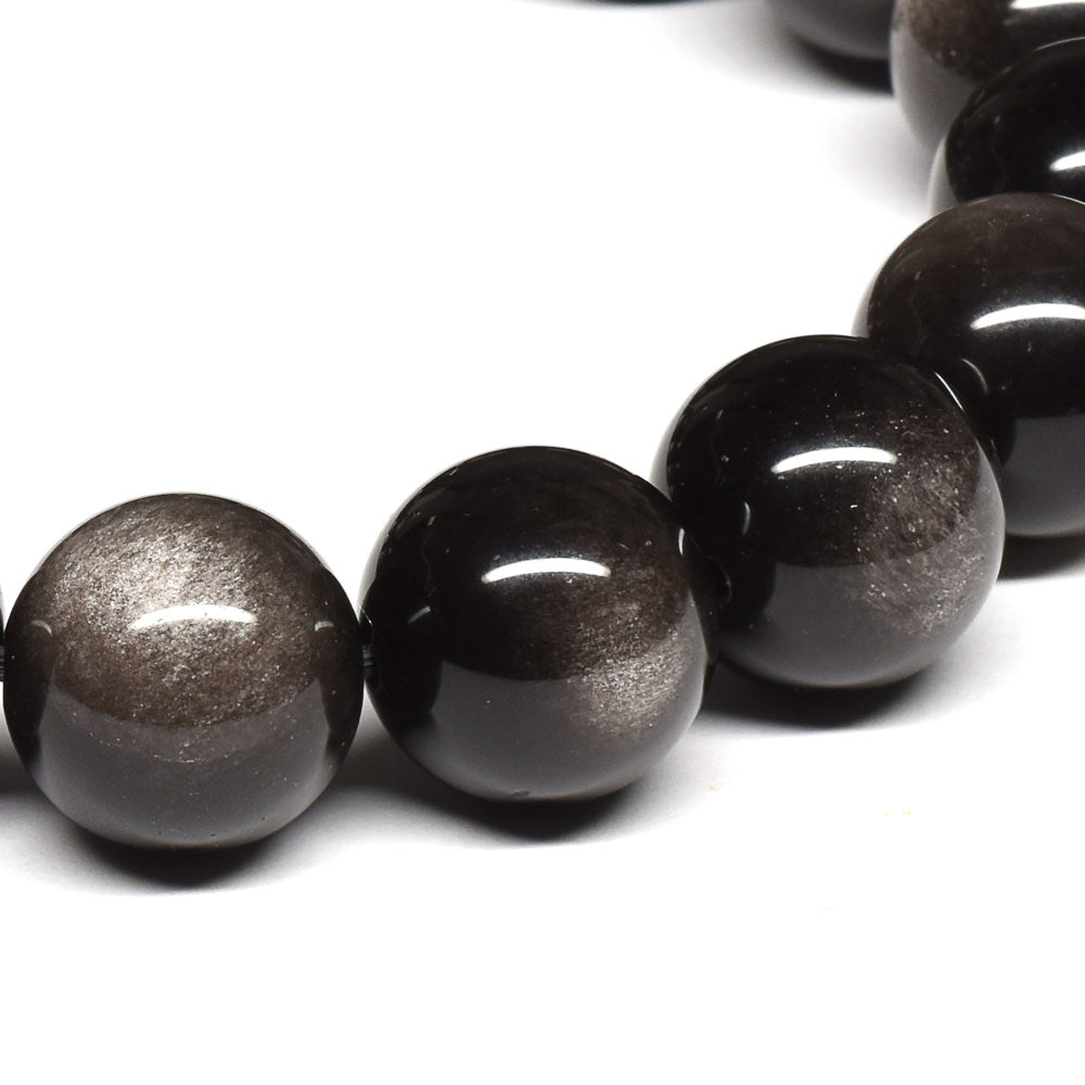 シルバーオブシディアン ブレスレット 12.5mm #SE020 - premium stone gallery