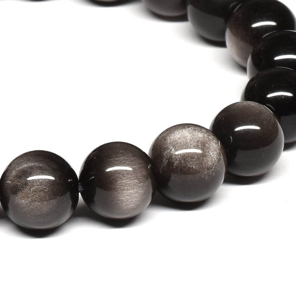 シルバーオブシディアン ブレスレット 10mm #SE022 - premium stone gallery