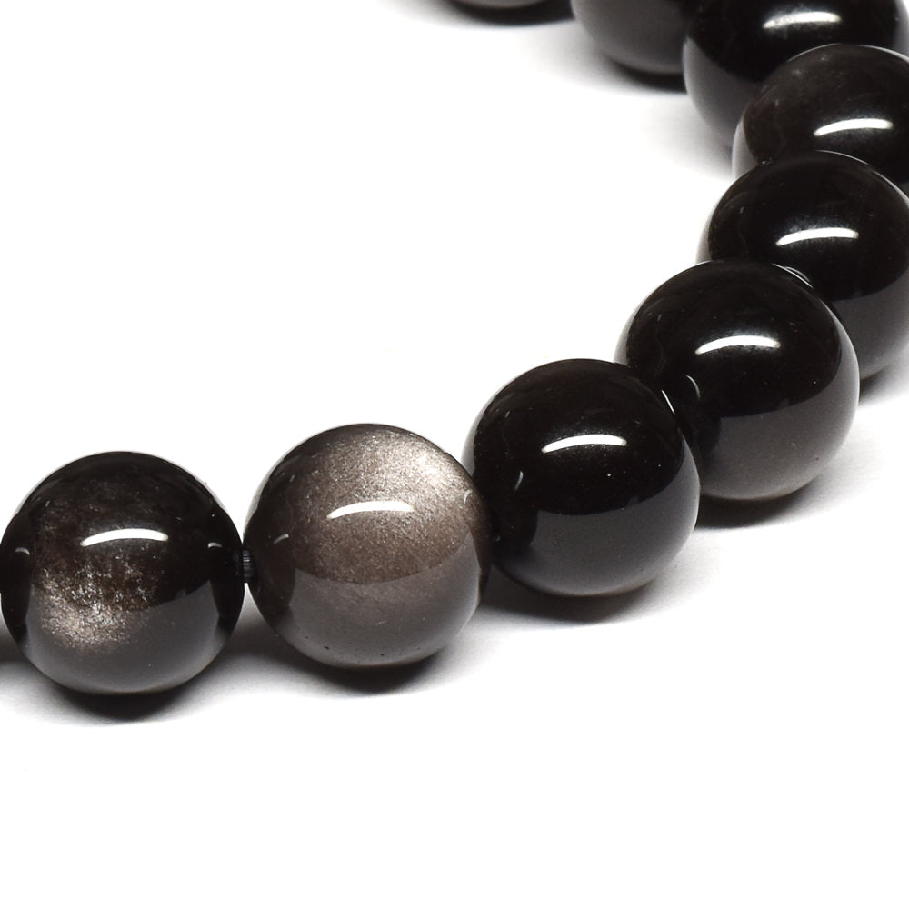 シルバーオブシディアン ブレスレット 10mm #SE023 - premium stone gallery