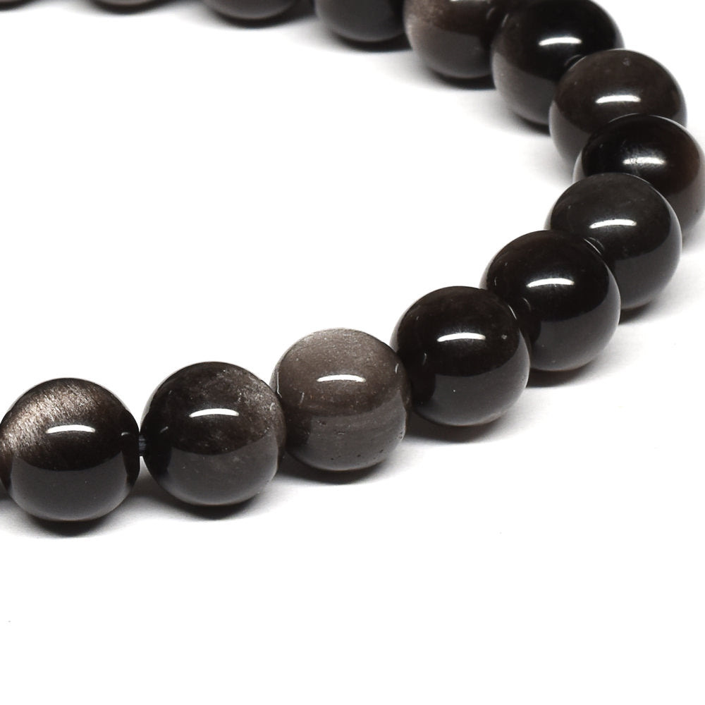 シルバーオブシディアン ブレスレット 8mm #SE025 - premium stone gallery