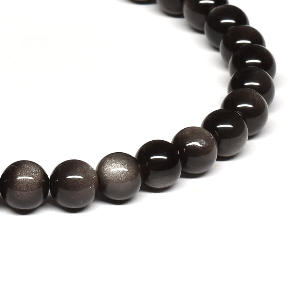 シルバーオブシディアン ブレスレット 6mm #SE028 - premium stone gallery