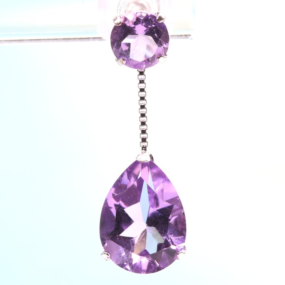 アメジスト K18WG ピアス 6x8mm #PJ190 - premium stone gallery LIVE