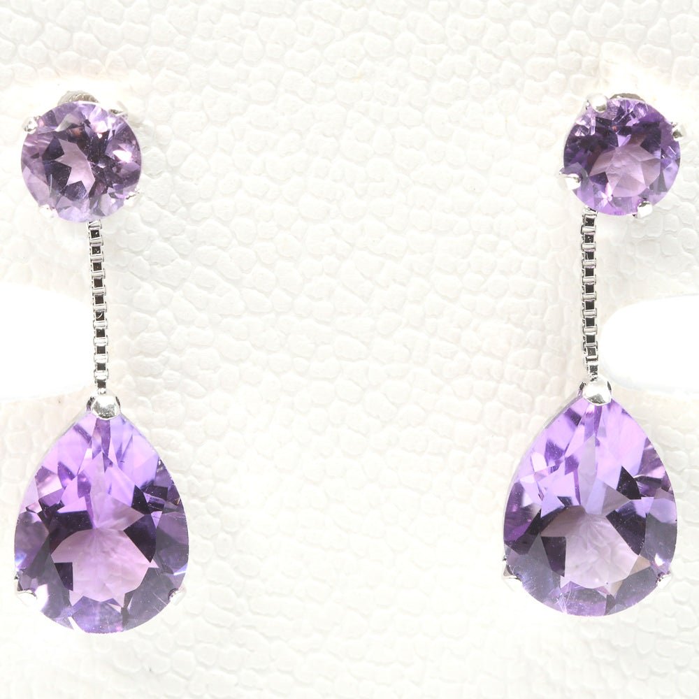 アメジスト K18WG ピアス 6x8mm #PJ190 - premium stone gallery LIVE