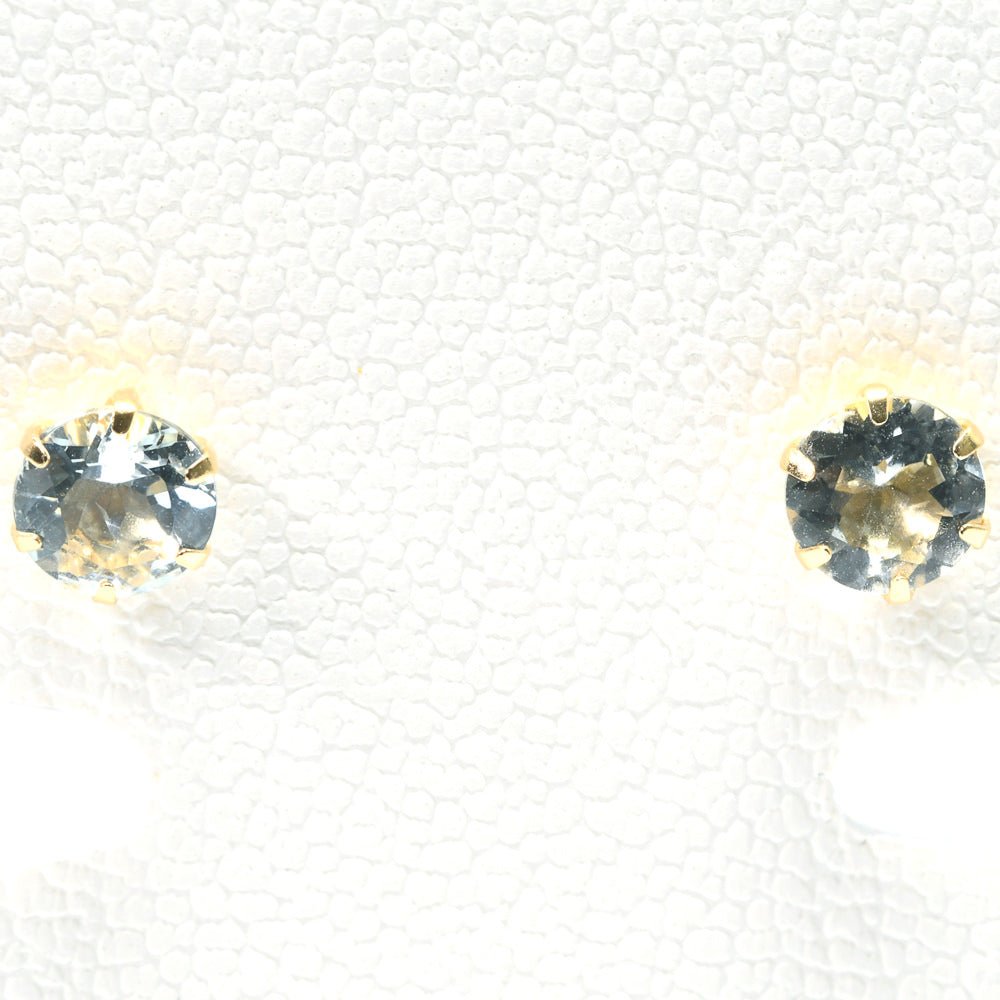 アクアマリン K18YG ピアス 5x5mm #PJ204 - premium stone gallery LIVE