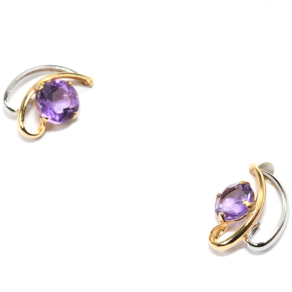 アメジスト K18・Pt900 ピアス 4x4mm #PJ208 - premium stone gallery LIVE
