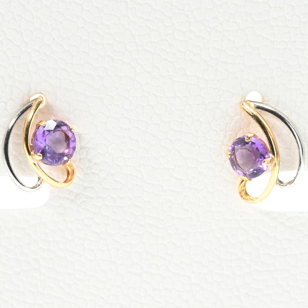 アメジスト K18・Pt900 ピアス 4x4mm #PJ208 - premium stone gallery LIVE