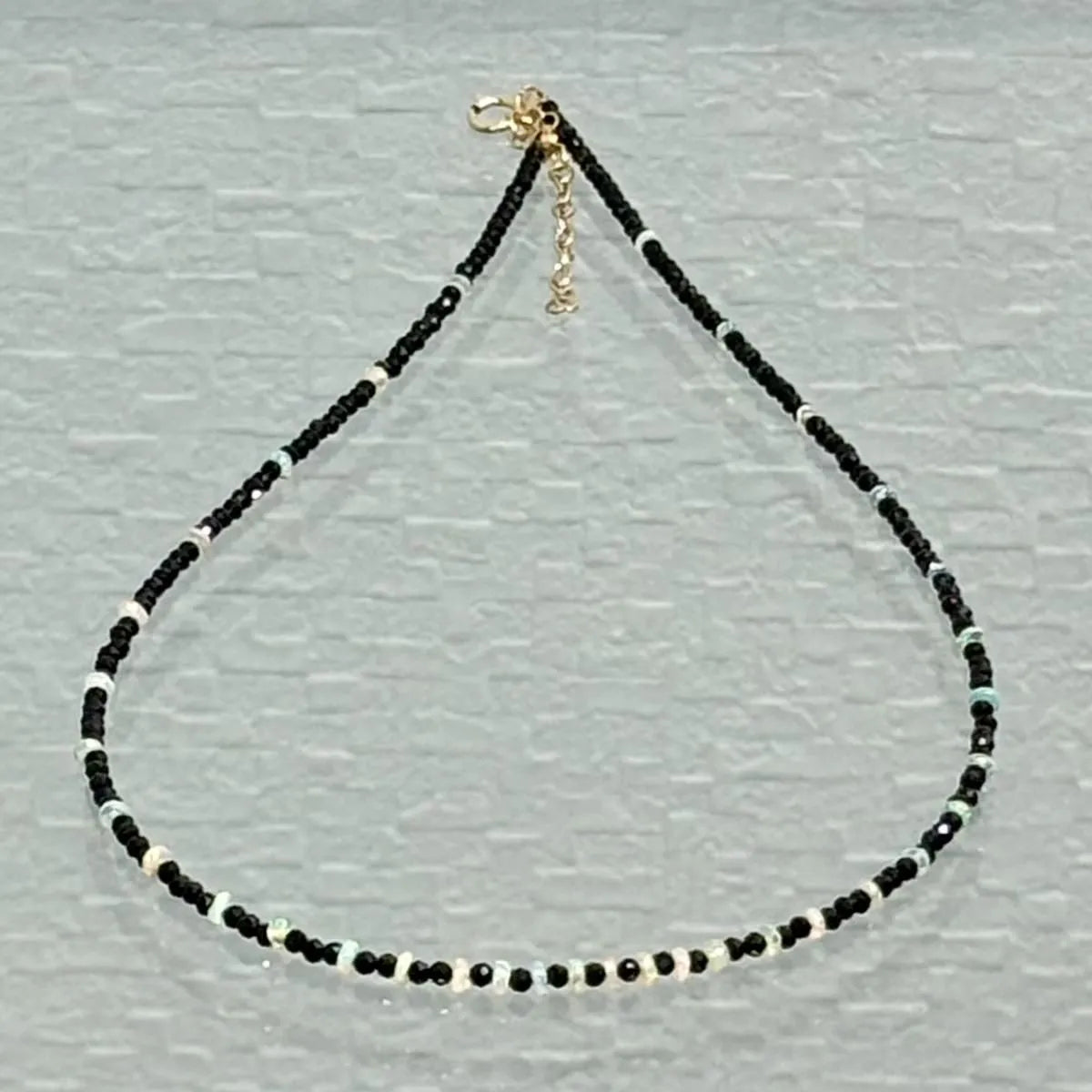 天然石ネックレス（オパール、ブラックスピネル） #RK075