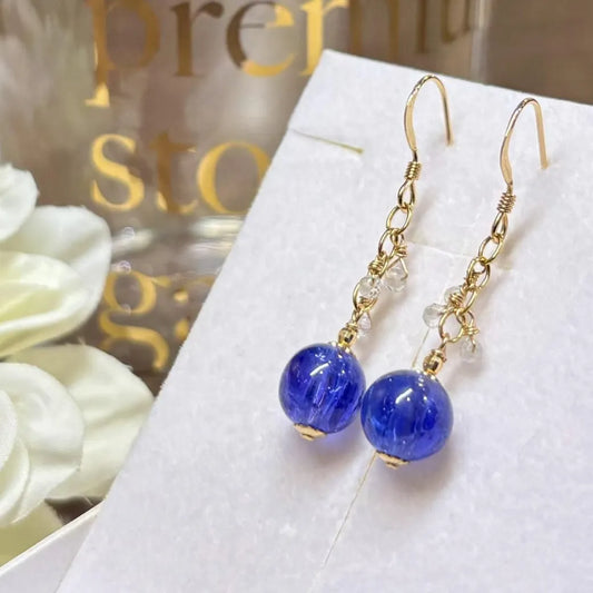 天然石ピアス（タンザナイト、トパーズ） #RK070