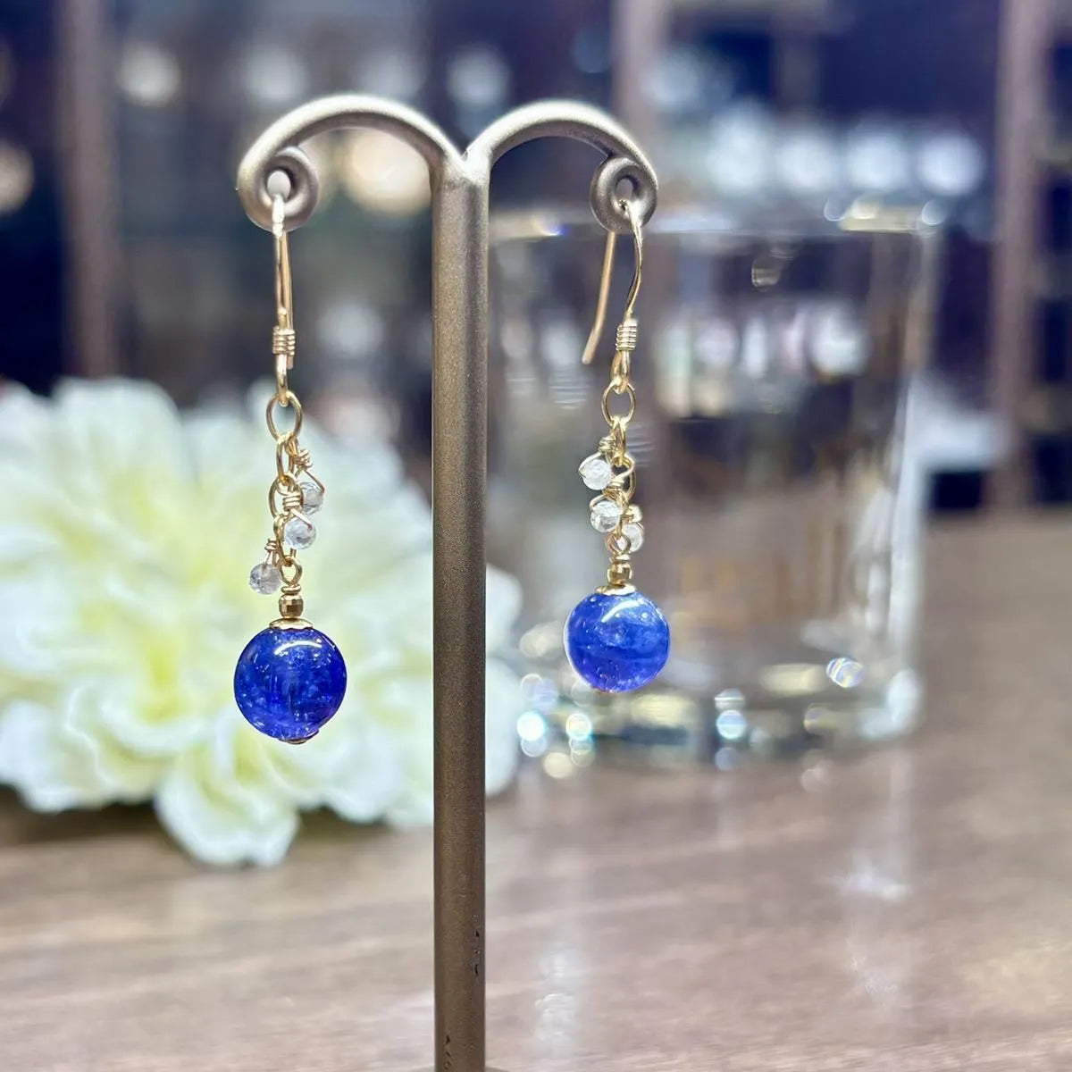 天然石ピアス（タンザナイト、トパーズ） #RK070