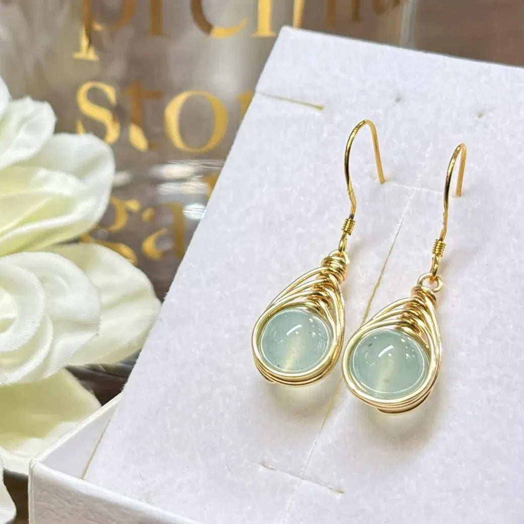 天然石ピアス（アクアプレーズ） #RK073