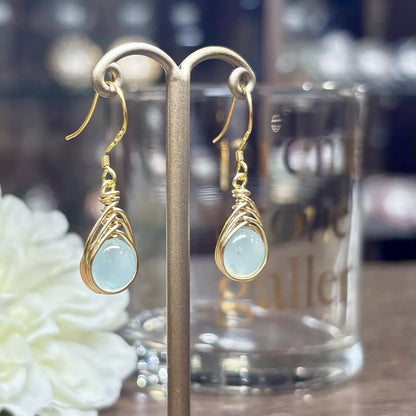 天然石ピアス（アクアプレーズ） #RK073