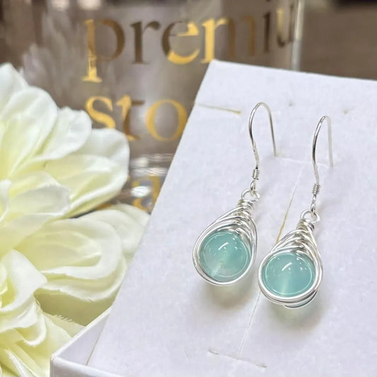 天然石ピアス（アクアプレーズ） #RK074