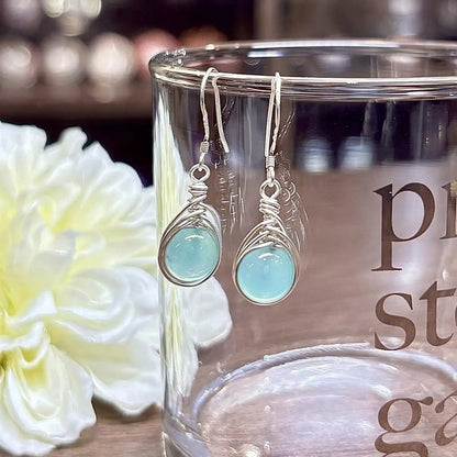 天然石ピアス（アクアプレーズ） #RK074