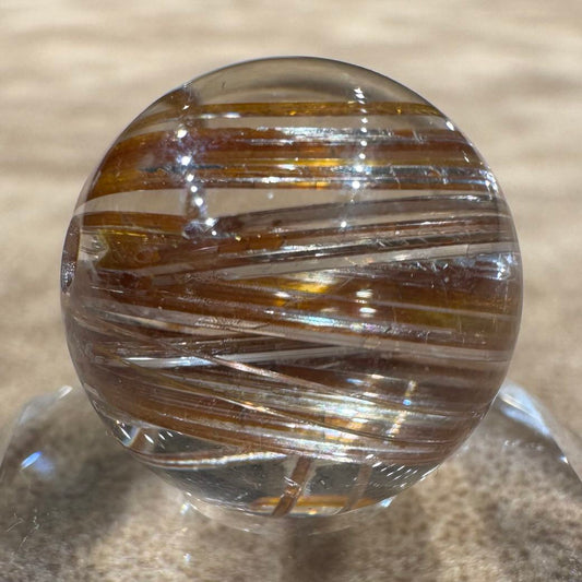 オレンジブラウンルチルクォーツ ビーズ 18.2mm #BZ1009 - premium stone gallery LIVE