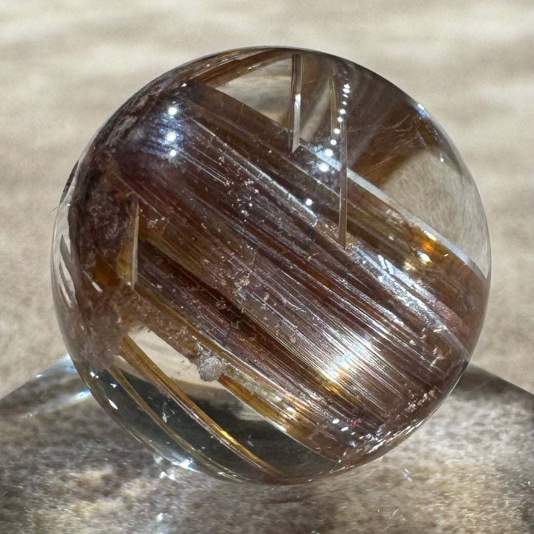 オレンジブラウンルチルクォーツ ビーズ 17.6mm #BZ1010 - premium stone gallery LIVE
