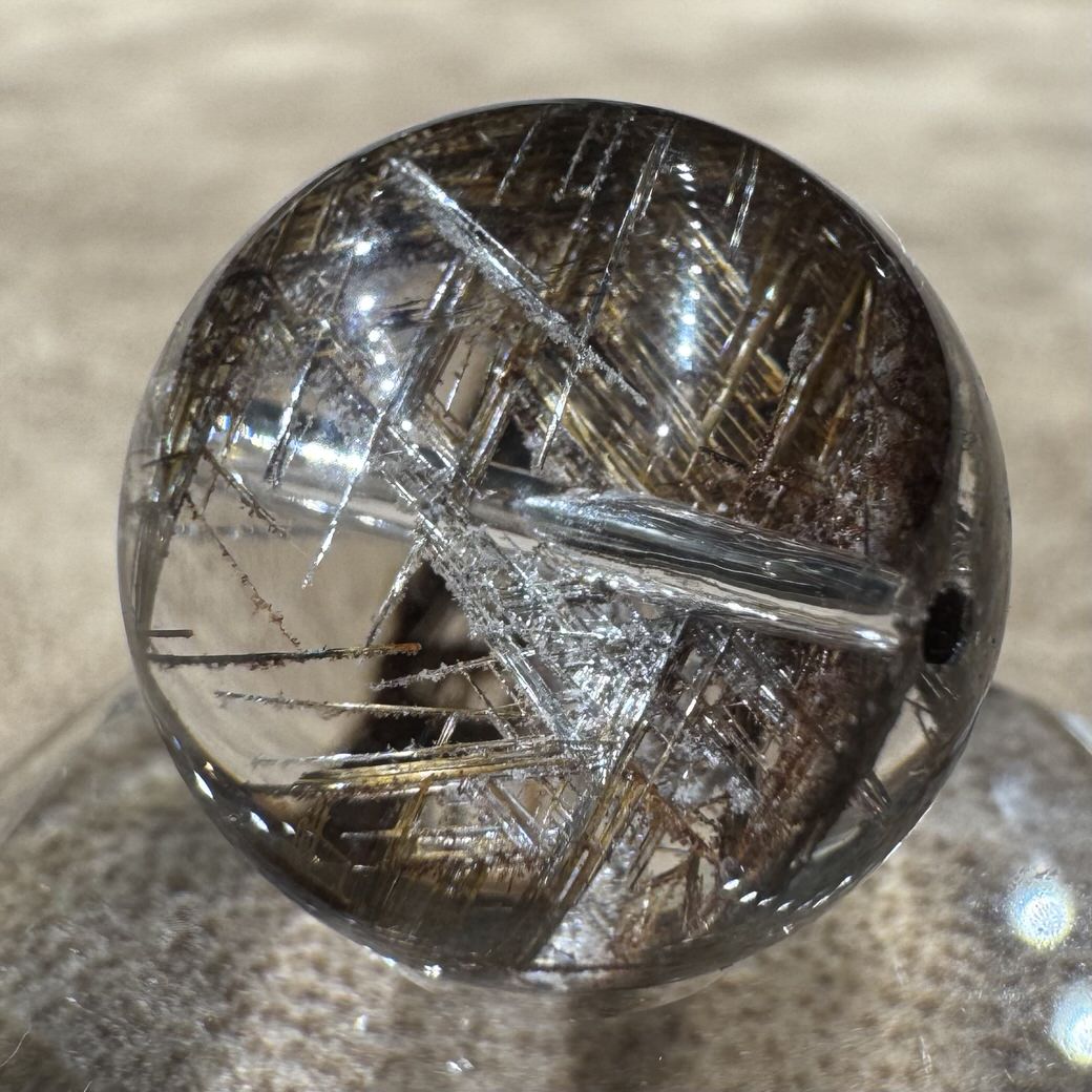 ジオメトリーガーデンルチルクォーツ ビーズ 17.8mm #BZ1011 - premium stone gallery LIVE