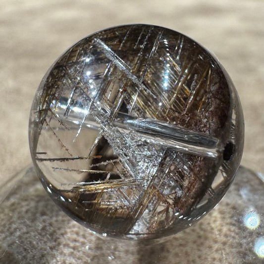 ジオメトリーガーデンルチルクォーツ ビーズ 17.8mm #BZ1011 - premium stone gallery LIVE