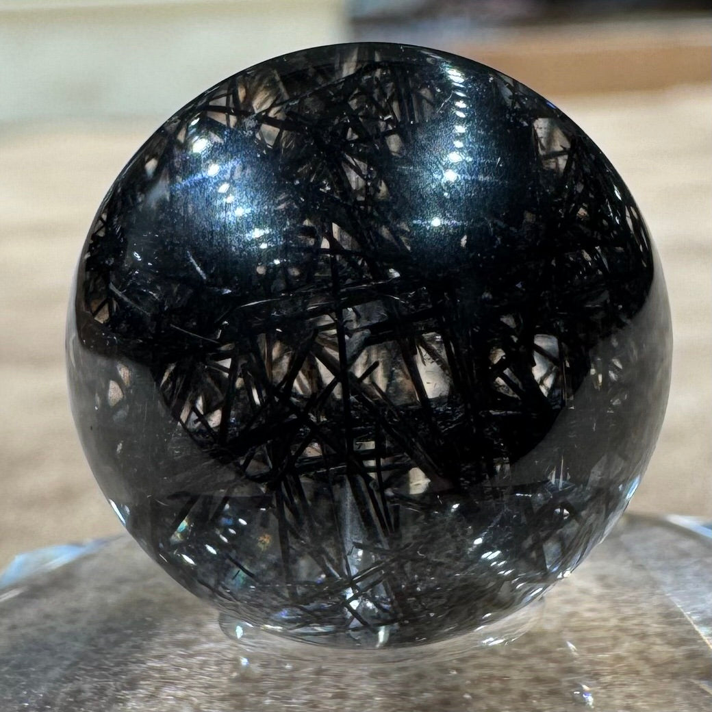 ブラックトルマリンインクォーツ ビーズ 17.7mm #BZ1077 - premium stone gallery LIVE