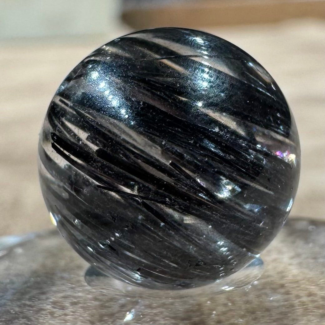 ブラックトルマリンインクォーツ ビーズ 14mm #BZ1078 - premium stone gallery LIVE
