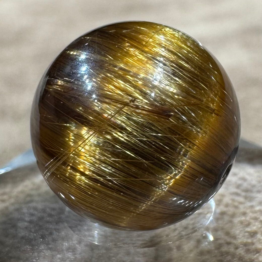 ブラウンキャッツアイルチルクォーツ ビーズ 13mm #BZ1098 - premium stone gallery LIVE
