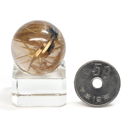 [限定販売] 放射タイチンルチルクォーツ 丸玉 24.6mm #BZ1121