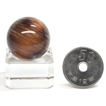 [限定販売] ブラウンキャッツアイルチルクォーツ 丸玉 22.4mm #BZ1125