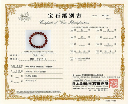 [鑑別付]スマトラ アンバー ブレスレット 10mm #RJ222