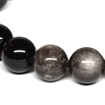 シルバーオブシディアン ブレスレット 12mm #QE198